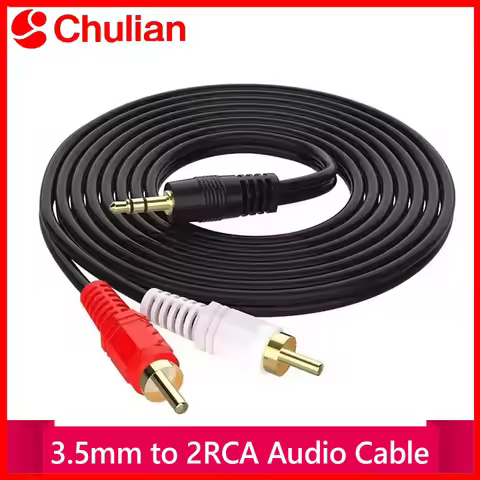 1.5m/3m/5m/10m RCA Audio Cable 3.5mm Jack to 2 RCA Aux Splitter Adapter for TV Box Home Theater Spea