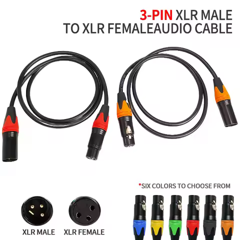XLR Microphone Cable 3-Pin Male to Female 50cm 1m 2m 3m 5m 10m Balanced Audio Cable for Mic Speaker 