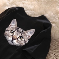 oversized shirt aesthetic Korean shirt for women apricot cat T-shirt for women