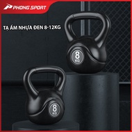 Phongsport 8-20kg black kettlebell with sturdy handle, butt and thigh exercises, push-ups at home