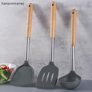 hanpromanwj Silicone Kitchen Utensils Wooden Handle Non Stick Pot Kitchenware Cooking Heat-resistant