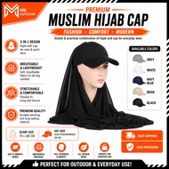 Muslim Hijab Cap Fashion Baseball Cap Jersey Skirt Hat Solid Instant Scarf Tudung Sukan Topi Muslima