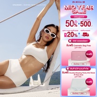 UP&UNDER: เซต Square-Neck Bikini Top และ High Waist Shaping Bikini Bottom (มีสี  White Taupe Brown)