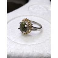 cincin titanium batu akik hijau.