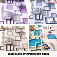 NEWEST WALLPAPER PACKAGE 5 ROLL WALLPAPER STICKERS 3D SQUARE AND CHARACTER MOTIF PREMIUM QUALITY [SI