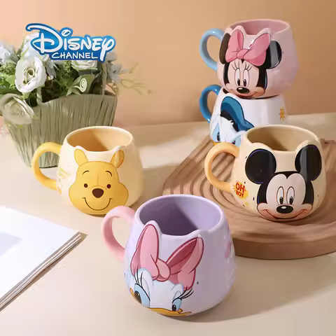 Disney Mug Cute Mickey Winnie The Pooh Creative Cup Cartoon Animation Donald Duck Children Ceramic C