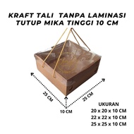 (10 PCS) DOS KRAFT CAKE Box WITH MICA LID STRAP WITHOUT LAMINATION 10 CM HEIGHT UK 20 CM, 22 CM, 25 
