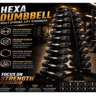Hexa Hexagon Rubber Dumbell Hexagonal Dumbell 1 KG -9 KG - GTK (PAIR)