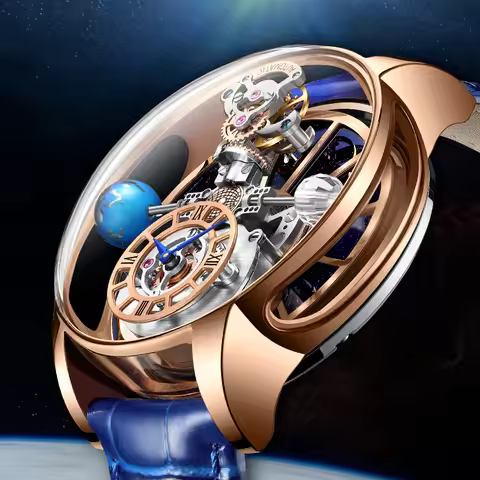 Pindu Design Mens Watches Theme Celestial Roulette Watch Convex Mirror Clear Design Water Resistant 