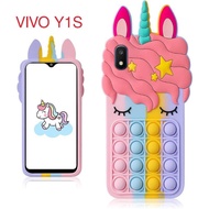 POP IT Vivo Y1S SoftCase POP IT 3D Unicorn Pony Motif Stretch Remover