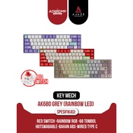 AJAZ AK680 MECHANICAL KEYBOARD GREY/ RED WHITE / PURPLE WHITE (RED/BROWN SWITCH) RAINBOW RGB