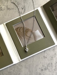 中古正品Givenchy紀梵希愛心皓石鍍銀項鏈 古董首飾 送禮