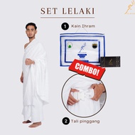 AL-BAHR COMBO JIMAT Set Lelaki Kain Ihram + Tali Pinggang - COMBO Haji Umrah Albahr