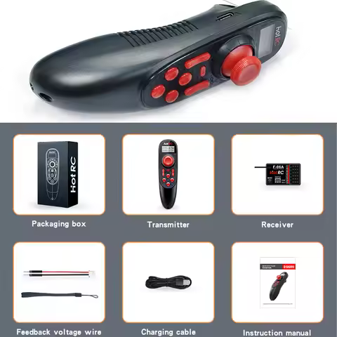HOTRC DS-600 DS600 6CH 2.4GHz Radio System Transmitter Remote Controller with F-06A Receiver for RC