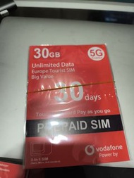 Vodafone 30日 30GB 歐洲數據卡