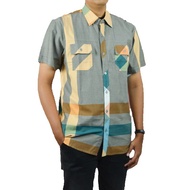 MOSSIMO - kemeja lengan pendek pria - motif kotak branded sisa ekspor