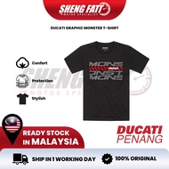 GRAPHIC MONSTER T-SHIRT Casual Wear Riding Shirt Baju Motor Cotton Shirt Ducati Official Merchandise