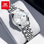 OPK นาฬิกาข้อมือสำหรับกันน้ำสำหรับผู้หญิงออริจินัลหรูหราสไตล์เกาหลีสายสแตนเลสขนาดเล็กนาฬิกาข้อมือสตร