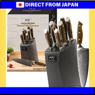Nanfang Brothers 6-Piece Knife Set: VG10 Damascus Steel, 67-Layer, with Knife Block, G10 Handles, In
