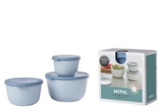 MEPAL - 荷蘭製造Cirqula多用途 圓形 食物盒 3件套裝 (500+1000+2000ml) - nordic blue