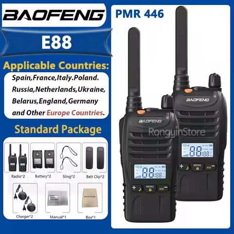 Baofeng Mini Walkie Talkie E88 PMR 446 USB Portable Two-way Radio 2/4pcs Walkie-talkies PMR446 Porta