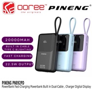 PINENG POWERBANK PN892PD 20000mAh PD 22.5W 20W FAST CHARGING POWERBANK BUILT IN DUAL-CABLE PORTABLE 