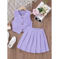 Twinkle Girls Kids Breasted Vest and Mini Skirt Set 42129