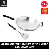 Zebra Sun Stainless Steel Wok Ø34cm With Turner L35.5xw9.5cm