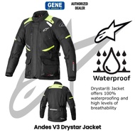 Alpinestars Andes V3 Drystar Waterproof Black Yellow Fluorescent Touring Jacket 100% Original From Authorized Dealer