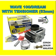 EX5 DREAM SONIC RACING BLOCK ESPADA 53MM WITH TENSIONER EX5-DREAM WAVE 100 53 MM W100 PISTON SONIC W