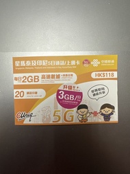 星馬泰及印尼5日 SIM卡 (每日3GB)
