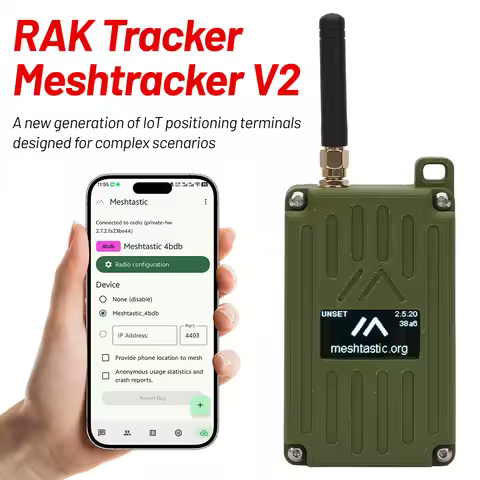 WisMesh Pocket V2 Compatible Meshtastic LoRa Mesh Network with GNSS module Green Enclosures RAK LoRa
