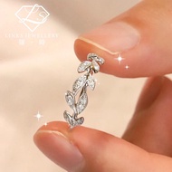 ［Real Moissanite］Can Pass Diamond Test 18K Gold Leaf Row Ring MR022 Eternity Ring/ Diamond Eternity 