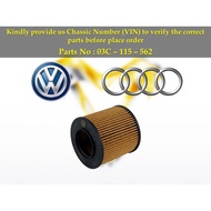 Audi - A3 1.4L 1.6L / Volkswagen - Polo Tiguan Touran 1.4L 1.6L Oil Filter 03C-115-562