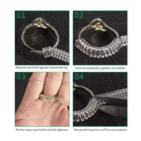 2 Pieces Clear Silicone Ring Guard Ring Sizer Soft Spiral-Ring Tightener Set Ring Size Adjuster for 
