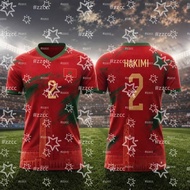 2026 Morocco Football Fan Gift HAKIMI No.2 Football Jersey Summer Sports Men's T-Shirt Kid's Clothin