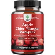 Cleansing Cider Vinegar Capsules - ACV Cleanse and Detox Pills for Gut and Digestive Health with Sli