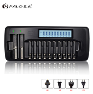 PALO เครื่องชาร์จแบตเตอรี่ AA/AAA 12 /16/24 ช่อง หน้าจอ LCD แต่ละช่องมีไฟแสดงระดับแบตเตอรี่แยกกัน เค