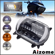 AI Motorcycle Headlamp LED Running Turn Signal Headlight Assembly For Harley Road Glide FLTR FLTRX F