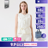 ESPADA เสื้อเบลาส์แขนกุด ผ้าทวีต ผู้หญิง สีไอเวอรี่ | Tweed Sleeveless Blouse | 04874
