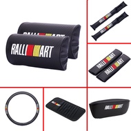 Mitsubishi Ralliart Carbon Fiber Car Seat Neck Pillow Headrest Seat Belt Shoulder Pads Cover Seat Leak Prevention Plug Gap Stopper Sunshade CD Bag Storage Clip Sun Visor Holder Steering Wheel Cover Clipped Storage Box