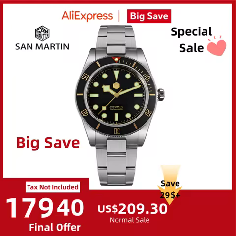 San Martin 40mm NH35 Automatic Men Diving Watch 20ATM Waterproof BB58 Sapphire Wristwatch BGW-9 C3 L