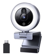 UGREEN 2K USB HD Webcam with Ring Light, 1440p 30FPS, 1080p 60FPS AF Dual Mic Privacy Cover | CM910