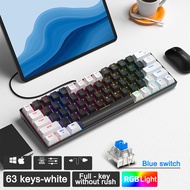 ZIFRIEND ZA646 Hot Swappable RGB Backlit Mechanical Keyboard 60% Wired Gaming Keyboard Blue Switch/R