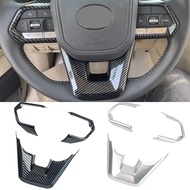 LC300 Silver/Carbon Fiber Car Steering Cover Trim For Toyota Land Cruiser 300 2022 2023 Accessories