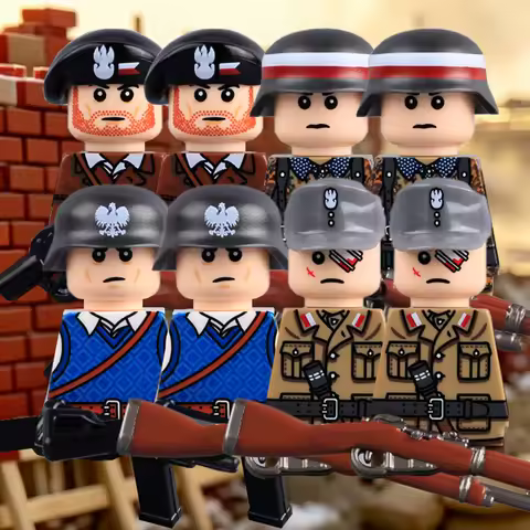 MOC WW2 Polish Soldiers Figures Building Blocks Army Infantry Weapons Helmets Gun Bricks Toys Kids G