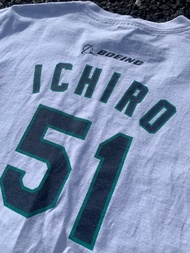 Vintage MLB Seattle Mariners Ichiro YXL T Shirt 水手隊鈴木一朗贊助商標大童球衣T恤