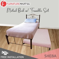 [FurnitureMartSG] Sheba Single Metal Bed Frame with Trundle Set - Optional Mattress Add On Available
