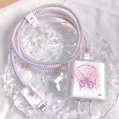 1XCharger Protectors Cover Ins Spider Butterfly Charger Case Anti-Breaking Cable Winder For IP 18/20