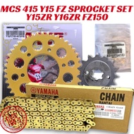 MCS 415 Y15/FZ150 Sprocket Set FZ150 Y15ZR 16ZR FZ150I MCS Sprocket & YAMAHA O-RING Gold Chain Set 4